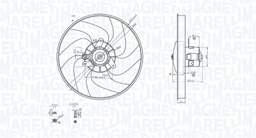 Ventilator radiator Dreapta potrivit CITROEN BERLINGO, BERLINGO/MINIVAN, XSARA; PEUGEOT 306, 406, PARTNER, PARTNER/MINIVAN 1.5D-2.0D 05.93-12.15