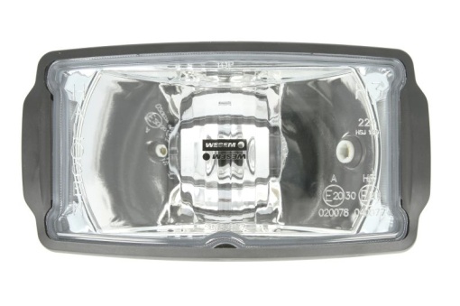 Far universal stanga/dreapta (faza lunga, H3/T4W, 12/24V, latime 220mm, inaltime 123mm, alb, plastic, negru, lumini pozitie, lungime cablu: 150mm)