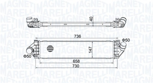 Intercooler potrivit VOLVO S60 II, S80 II, V60 I, V70 III; FORD C-MAX II, FOCUS C-MAX, FOCUS II, GALAXY II, GALAXY MK II, KUGA I, KUGA II, MONDEO IV, S-MAX 1.6D-2.5 10.03-06.19