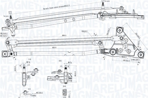 Mecanism stergator parbriz (fara motor) potrivit VOLVO C30, C70 II, S40 II, V50 12.03-06.13
