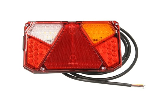 Stop spate dreapta (LED, 12/24V, cu intermitent, cu lumina de ceata, lumina de marșarier, lumini parcare, reflector triunghiular, lungimea cablu : 0,2m)
