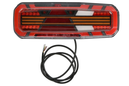 Stop spate dreapta (LED, 12/24V, cu intermitent, cu lumina de ceata, lumina de marșarier, cu lumina stop, lumini parcare, reflector triunghiular, indicator dinamic, lungimea cablu : 2m)