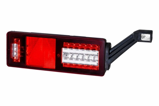 Stop spate dreapta (LED, 24V, cu intermitent, cu far de ceață, lumina de marșarier, cu stop, lumină de parcare, reflector triunghiular, cu lampă cu braț prelungitor, indicator dinamic, fixare orizontala, conector: 4x