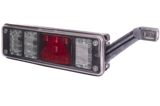Stop spate dreapta (LED, 24V, cu intermitent, cu far de ceață, lumina de marșarier, cu stop, lumină de parcare, reflector triunghiular, cu lampă cu braț prelungitor cu semnalizator)