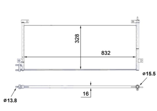 Condensator A/C 832x328x16 potrivit VOLVO FH, FH II, FH16, FH16 II 01.03-