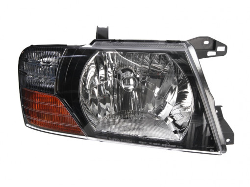 Far Dreapta (H4, electric, fara motoras, culoare insertie: negru, culoare semnalizator: galben) potrivit MITSUBISHI PAJERO CLASSIC, PAJERO III