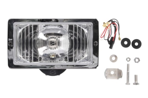 Far universal stanga/dreapta (faza lunga, H3/T4W, 12/24V, latime 241mm, inaltime 135mm, alb, plastic, negru/crom, lumini pozitie, lungime cablu: 150mm)