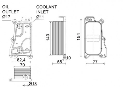 Radiator ulei potrivit MERCEDES C (C204), C (CL203), C T-MODEL (S203), C T-MODEL (S204), C (W203), C (W204), CLC (CL203), CLK (A209), CLK (C209), CLS (C219), E (A207), E (C207) 2.5-5.5 01.05-
