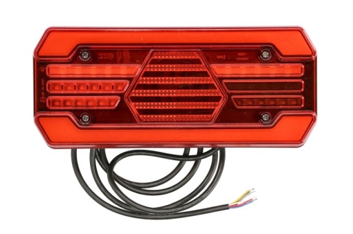 Stop spate dreapta (LED, 12/24V, cu intermitent, cu lumina de ceata, lumina de marșarier, cu lumina stop, lumini parcare, reflector, lungimea cablu : 2m)