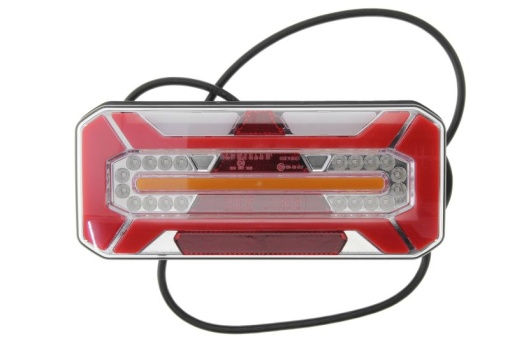 Stop spate dreapta (LED, 12/24V, cu intermitent, cu lumina de ceata, lumina de marșarier, cu lumina stop, lumini parcare, reflector triunghiular, indicator dinamic, lungimea cablu : 0,2m)