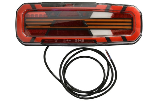 Stop spate dreapta (LED, 12/24V, cu intermitent, cu lumina de ceata, lumina de marșarier, cu lumina stop, lumini parcare, reflector triunghiular, lungimea cablu : 2m)