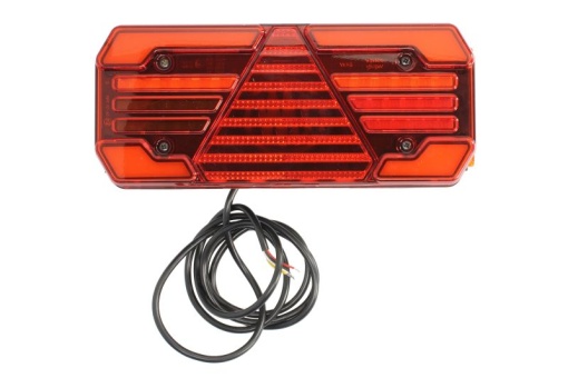 Stop spate dreapta (LED, 12/24V, cu intermitent, cu lumina stop, lumini parcare, reflector triunghiular, lumina laterala, indicator dinamic, lungimea cablu : 2m)
