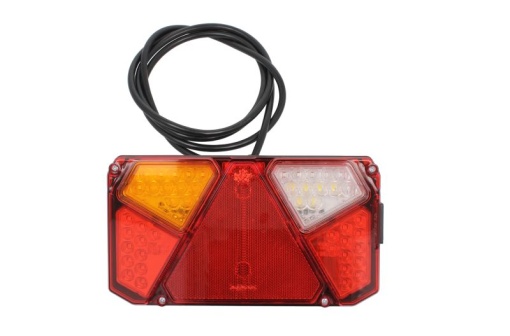 Stop spate stanga (LED, 12/24V, cu intermitent, cu lumina de ceata, lumina de marșarier, lumina de parcare, reflector triunghiular, lungime cablu: 0,2m)