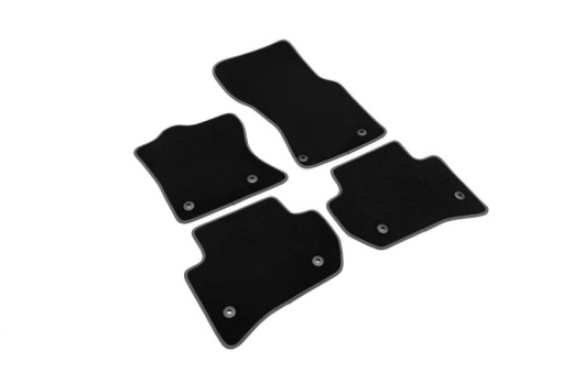 Covoras podea cauciuc CUSTO POL Velours, 4 buc, fata/spate, set, culoare negru, potrivit JAGUAR F-PACE 09.15-