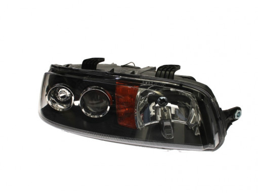 Far Dreapta (halogen, 2*H1, electric, fara motoras, culoare insertie: negru, culoare semnalizator: galben) potrivit FIAT PUNTO, PUNTO EVO/HATCHBACK, PUNTO/HATCHBACK -09.03