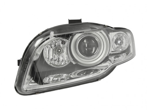 Far stanga (D1S, reglaj electric, cu motoras, fundal negru/insertii crom) AUDI A4 2004-2008