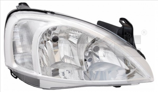 Far stanga (H7, reglaj electric, cu motoras, fundal cromat) OPEL COMBO, CORSA 2000-2010