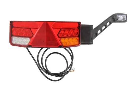 Stop spate dreapta (LED, 12/24V, cu intermitent, cu lumina de ceata, lumina de marșarier, cu lumina stop, lumini parcare, reflector triunghiular, cu lampă cu braț prelungit)