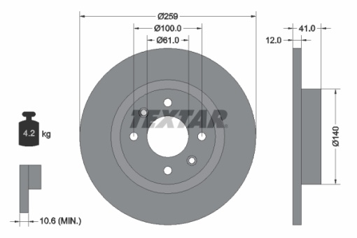 Disc frana Fata Dreapta/Stanga (fara pivot de fixare a rotii) potrivit DACIA LOGAN, LOGAN II, SANDERO, SANDERO II; RENAULT LOGAN I, LOGAN/STEPWAY II, SANDERO/STEPWAY I 0.9-Electric 05.96-