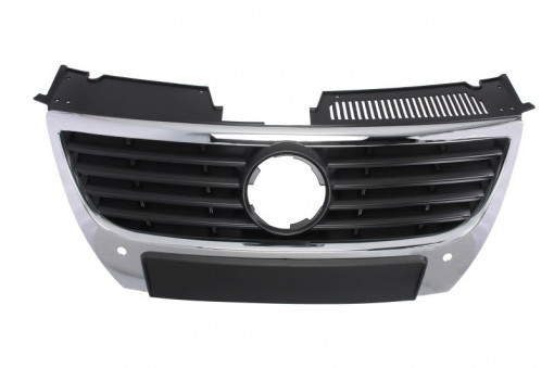 Grila fata Ornament negru, emblema mare, cu locas senzori parcare negru/crom VW PASSAT B6 intre 2005-2010