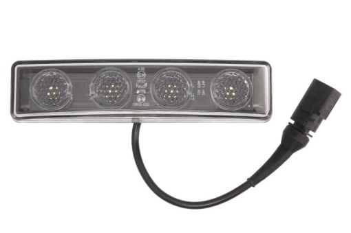 Lumina clarificare lumini stanga/dreapta, alb, LED, inaltime 55mm; latime 180mm; adancime 40mm, în relief, lungimea cablu 220mm, 24V potrivit SCANIA 4, G I, IRIZAR PB, K, P I, R I, T 05.95-