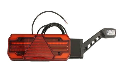 Stop spate dreapta (LED, 12/24V, cu intermitent, cu lumina de ceata, lumina de marșarier, cu lumina stop, lumini parcare, reflector triunghiular, cu lampă cu braț prelungit, lungimea cablu : 2m)