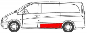 Prag lateral stanga scurt model, partea inferioara MERCEDES VITO / MIXTO W639, VITO W639 intre 2003-2010 - Img 2