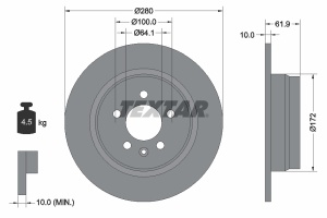 Disc frana Spate Dreapta/Stanga (fara pivot de fixare a rotii) potrivit MG MG ZT, MG ZT- T; ROVER 75, 75 I 1.8-2.5 02.99-10.05 - Img 3