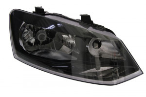 Far Dreapta (H4, electric, cu motor, culoare insertie: negru) potrivit VW POLO, POLO IV, POLO V - Img 1
