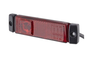 Lumina delimitare stanga/dreapta, rosu, LED, inaltime 13mm; latime 130mm; adancime 32mm, surub/fixare orizontala/fixare verticala, lungime cablu 500mm, 24V (IP6K9K) - Img 1