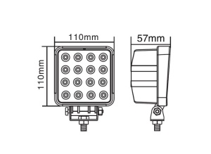 Lumina lucru (Epistar LED, 10-30V, 48W, 3840lm, numar elemente LED: 16x3W, inaltime: 110mm, latime: 110mm, adancime: 57mm) - Img 3