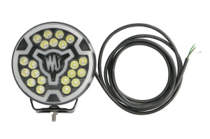 Far universal stanga/dreapta (faza lunga, LED, 12/24V, inaltime 194mm, diametru 179mm, adancime: 78mm, transparent, aluminiu, negru, lumini pozitie, lungime cablu: 300mm) - Img 1
