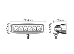 Lumina lucru (Epistar LED, 10-30V, 18W, 1440lm, numar elemente LED: 6x3W, inaltime: 45,2mm, latime: 159,8mm, adancime: 63mm) - Img 3