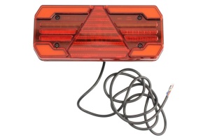 Stop spate stanga (LED, 12/24V, cu intermitent, cu far ceață, lumina de marșarier, cu stop, lumină de parcare, reflector triunghiular, lungime cablu: 2m) - Img 1