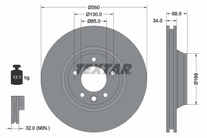 Disc frana Fata Dreapta (fara pivot de fixare a rotii) potrivit AUDI Q7; PORSCHE CAYENNE; VW TOUAREG 2.5D-6.0D 09.02- - Img 3