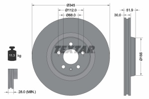 Disc frana Fata Dreapta/Stanga (fara pivot de fixare a rotii) potrivit AUDI A4 ALLROAD B8, A4 B8, A5, A6 C7, A7, Q5; PORSCHE MACAN 1.8-4.2 06.07- - Img 3