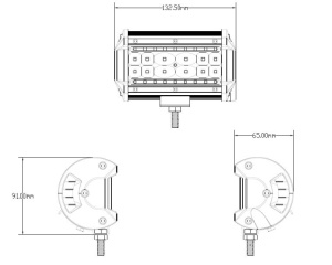 Lumina lucru (OSRAM LED, 10-30V, 90W, 9000lm, numar elemente LED: 30x3W, inaltime: 91mm, latime: 132,5mm, adancime: 65mm) - Img 3