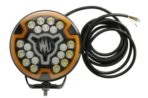 Far universal stanga/dreapta (faza lunga, LED, 12/24V, inaltime 194mm, diametru 179mm, adancime: 78mm, transparent, aluminiu, negru, lumini pozitie, lampă de degajare laterală, lungime cablu: 300mm) - Img 1