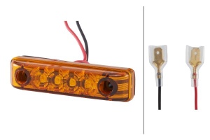 Lumina delimitare stanga/dreapta, galben, LED, inaltime 11mm; latime 65mm; adancime 16mm, surub/fixare orizontala/fixare verticala, lungime cablu 150mm, 12V (IPIP67) - Img 1