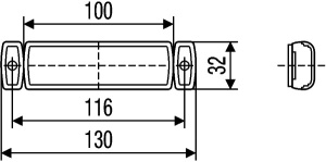 Lumina delimitare stanga/dreapta, rosu, LED, inaltime 13mm; latime 130mm; adancime 32mm, surub/fixare orizontala/fixare verticala, lungime cablu 500mm, 24V (IP6K9K) - Img 3