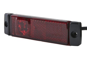 Lumina delimitare stanga/dreapta, rosu, LED, inaltime 13mm; latime 130mm; adancime 32mm, surub/fixare orizontala/fixare verticala, lungime cablu 500mm, 12V (IP6K9K) - Img 1