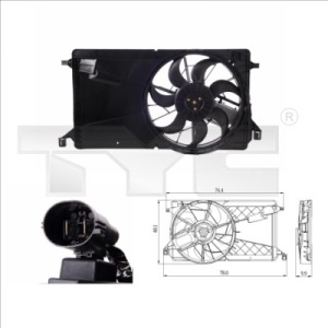 Ventilator radiator (cu carcasa) potrivit FORD FOCUS C-MAX; MAZDA 3 1.6D/1.8/2.0 10.03-12.09 - Img 3