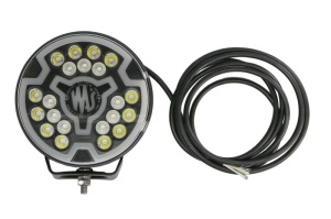 Far universal stanga/dreapta (faza lunga, LED, 12/24V, inaltime 194mm, diametru 179mm, adancime: 78mm, transparent, aluminiu, negru, lumini pozitie, lungime cablu: 300mm) - Img 1