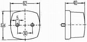 Lumina delimitare stanga/dreapta, rosu/alb, C5W/Halogen, inaltime 62mm; latime 62mm; adancime 40mm, 12/24V - Img 3