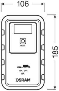 Aparat incarcat baterii auto, voltaj incarcare: 12/24 V OSRAM, curent incarcare: 8A, alimentare: 230V, tip baterie: AGM/Li-Ion/VRLA - Img 3
