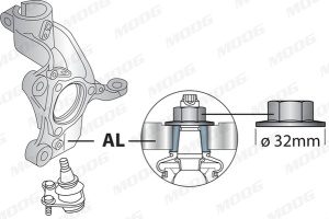Pivot axa Dreapta (inferior fata) (diametru con 21,3mm) potrivit AUDI A3, Q2, Q3; CUPRA ATECA, FORMENTOR, LEON, LEON SPORTSTOURER; SEAT ALHAMBRA, ATECA, LEON, LEON SC 1.0-3.6 05.03- - Img 4