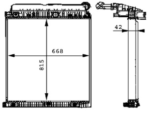 Radiator motor (cu un racitor de ulei; fara cadru) potrivit MERCEDES ATEGO, ATEGO 2, AXOR, AXOR 2, CITO (O 520), MK OM401.979-OM926.990 12.87- - Img 2