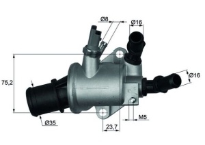 Termostat lichid racire (88°C, in carcasa) potrivit ALFA ROMEO 159, BRERA; CADILLAC BLS; FIAT CROMA, CROMA/KOMBI, GRANDE PUNTO, SEDICI; OPEL ASTRA F, ASTRA H, ASTRA H GTC 1.8-2.2 03.92- - Img 4