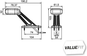 Lumina delimitare dreapta, portocaliu/rosu/alb, LED, inaltime 103mm; latime 190,2mm; adancime 61,5mm, fixare orizontala, 12/24V - Img 3