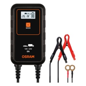 Aparat incarcat baterii auto, voltaj incarcare: 12/24 V OSRAM, curent incarcare: 8A, alimentare: 230V, tip baterie: AGM/Li-Ion/VRLA - Img 1